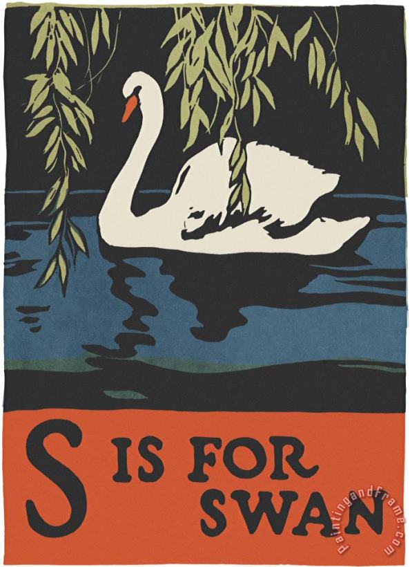 Alphabet: S Is for Swan painting - C.B. Falls Alphabet: S Is for Swan Art Print