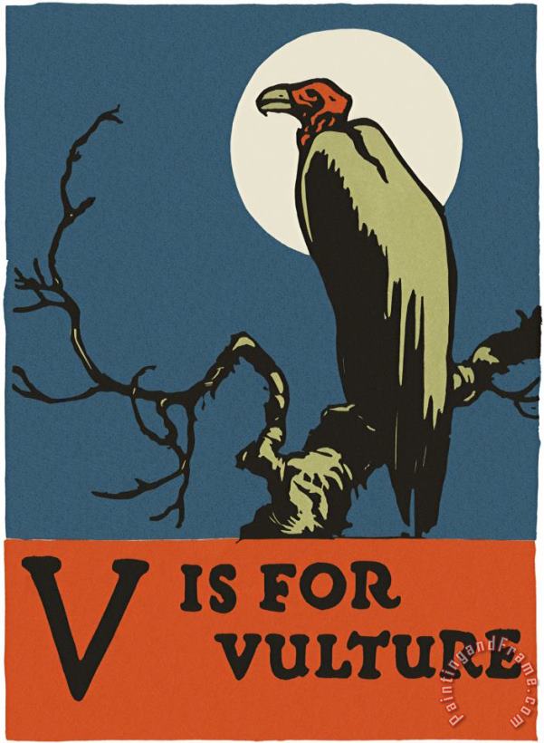 C.B. Falls Alphabet: V Is for Vulture Art Print