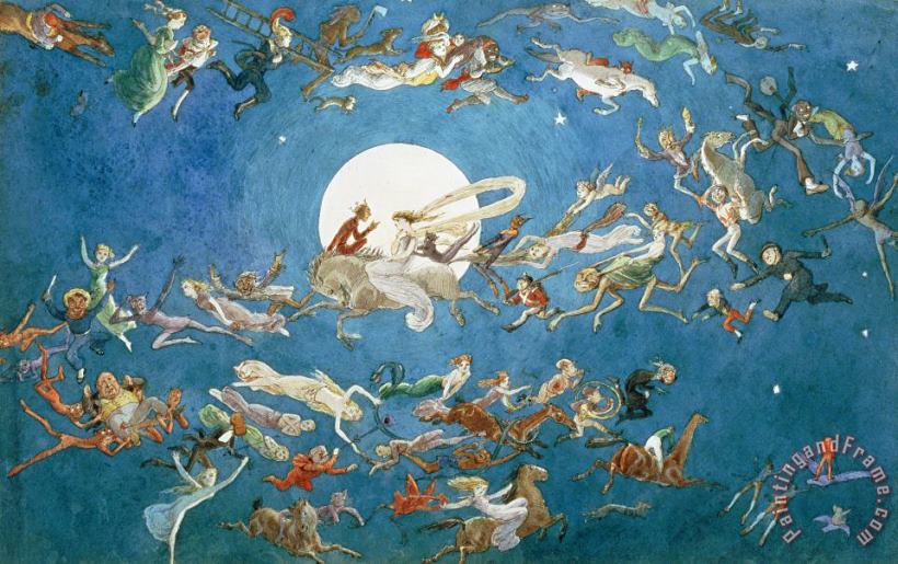 A Dance Around The Moon painting - Charles Altamont Doyle A Dance Around The Moon Art Print