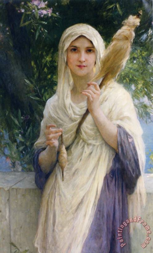 Charles Amable Lenoir The Spinner by The Sea Art Print