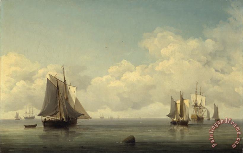Charles Brooking Fishing Boats in a Calm Sea Art Print