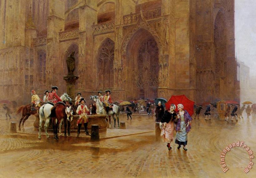 Charles Edouard Edmond Delort La Sortie De La Messe Art Painting