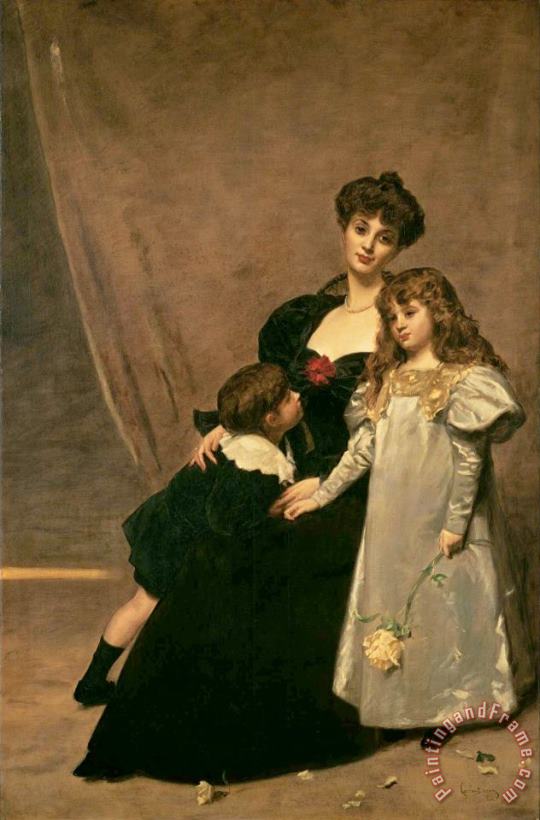 Charles Emile Auguste Carolus Duran Mother And Children (madame Feydeau And Her Children) Art Painting