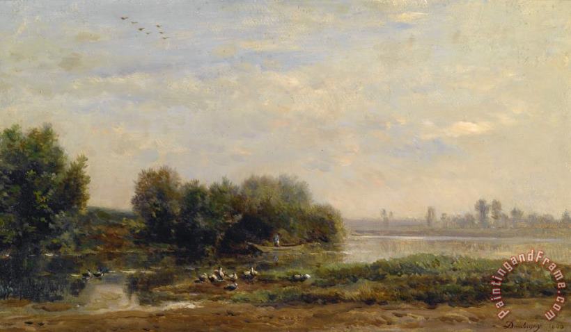 Charles Francois Daubigny On The Oise Art Painting