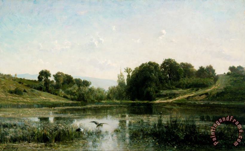 The pond at Gylieu painting - Charles Francois Daubigny The pond at Gylieu Art Print