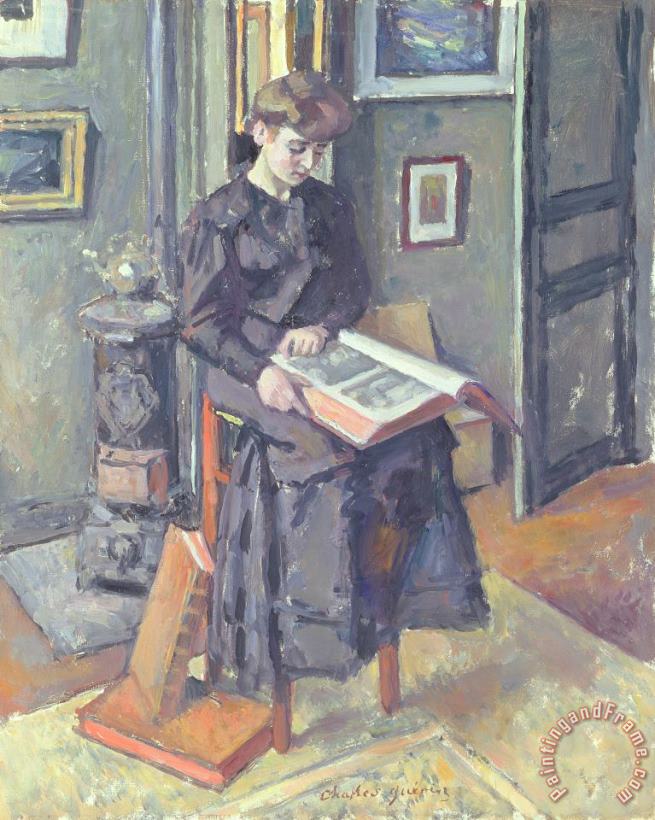 Charles Francois Prosper Guerin Girl Reading A Book Art Painting