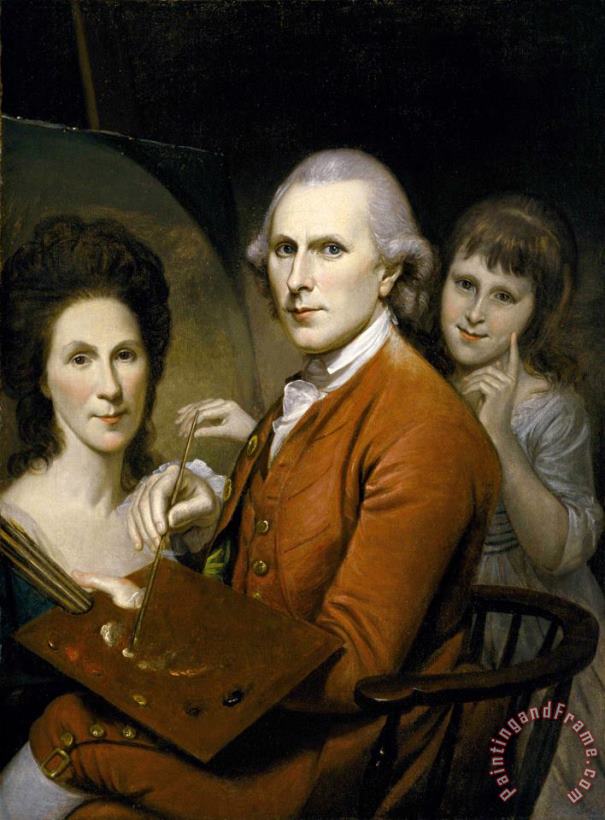 Charles Willson Peale Self Portrait with Angelica And Portrait of Rachel Art Painting