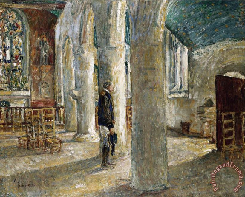 Church Interior Brittany 1897 painting - Childe Hassam Church Interior Brittany 1897 Art Print