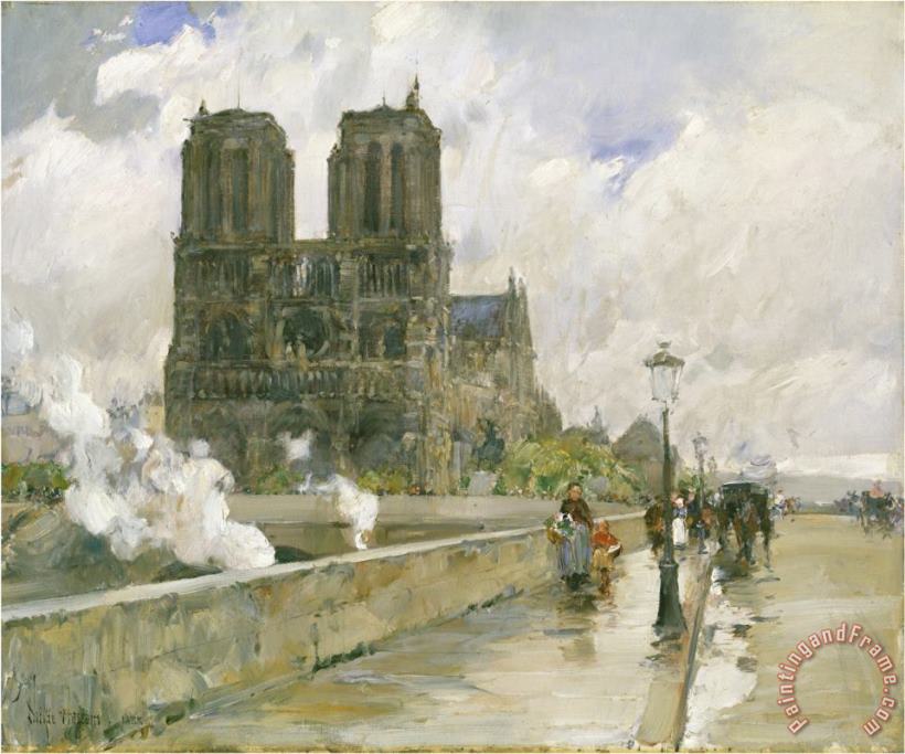 Childe Hassam Notre Dame Cathedral Paris 1888 Oil on Canvas Art Print