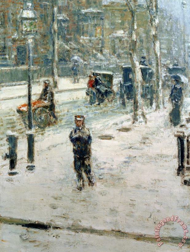 Childe Hassam Snow Storm on Fifth Avenue Art Painting