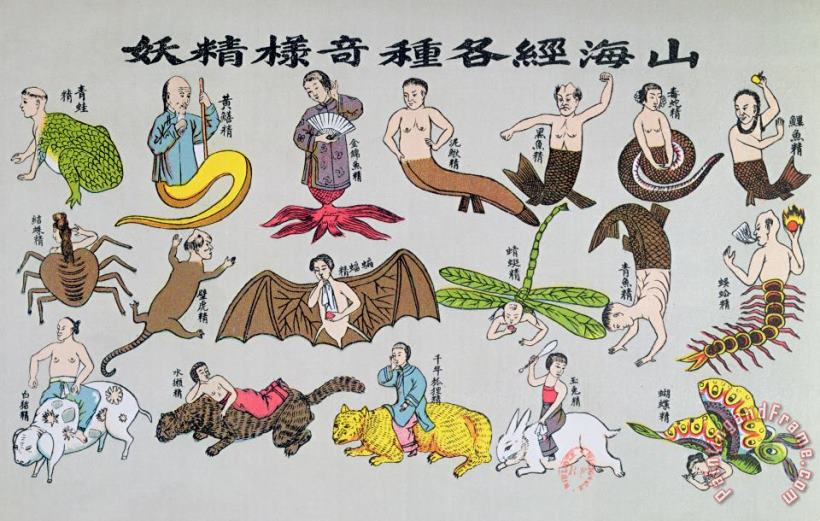 Chinese School Various Reincarnations Of The Soul In Animal Forms Art Print