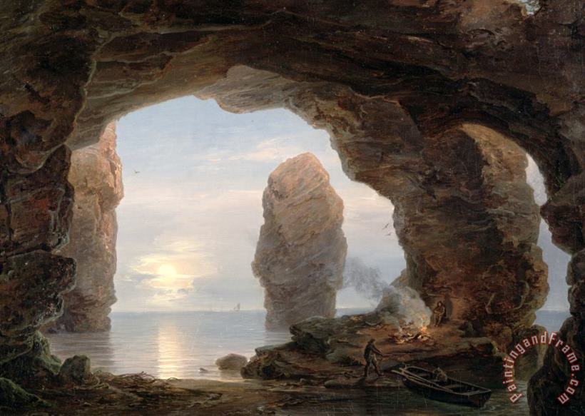 Christian Ernst Bernhard Morgenstern Fisherman in a Grotto Helgoland Art Painting
