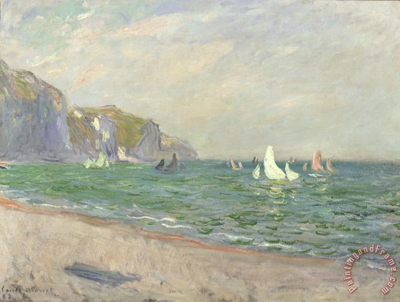 Boats below the Cliffs at Pourville painting - Claude Monet Boats below the Cliffs at Pourville Art Print