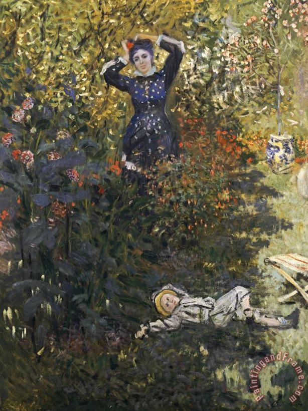 Claude Monet Camille and Jean in the Garden at Argenteuil Art Painting