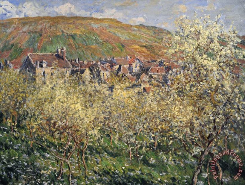 Claude Monet Plum Trees In Blossom At Vetheuil Art Print
