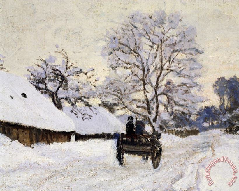 The Carriage- The Road To Honfleur Under Snow painting - Claude Monet The Carriage- The Road To Honfleur Under Snow Art Print