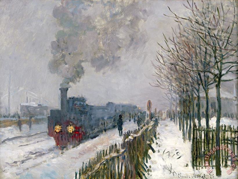 Claude Monet Train in the Snow or The Locomotive Art Painting