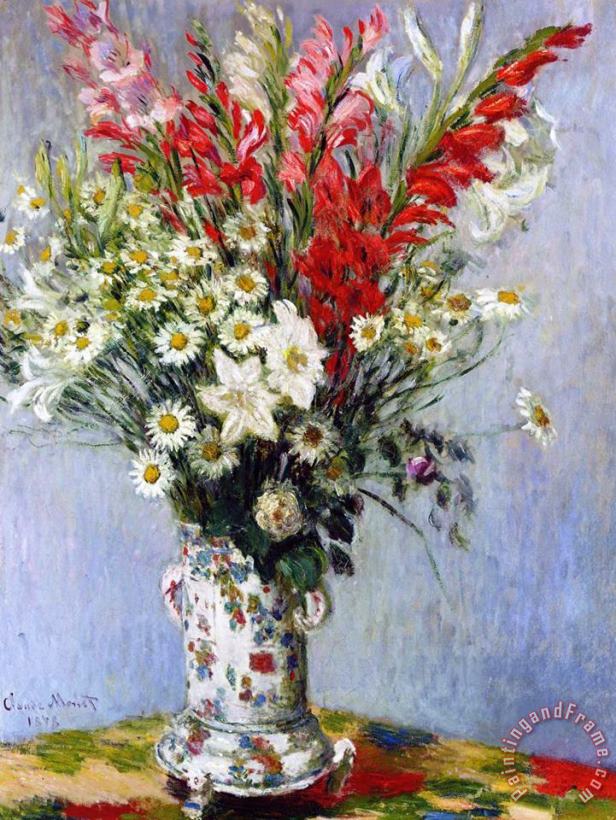 Claude Monet Vase of Flowers Art Painting