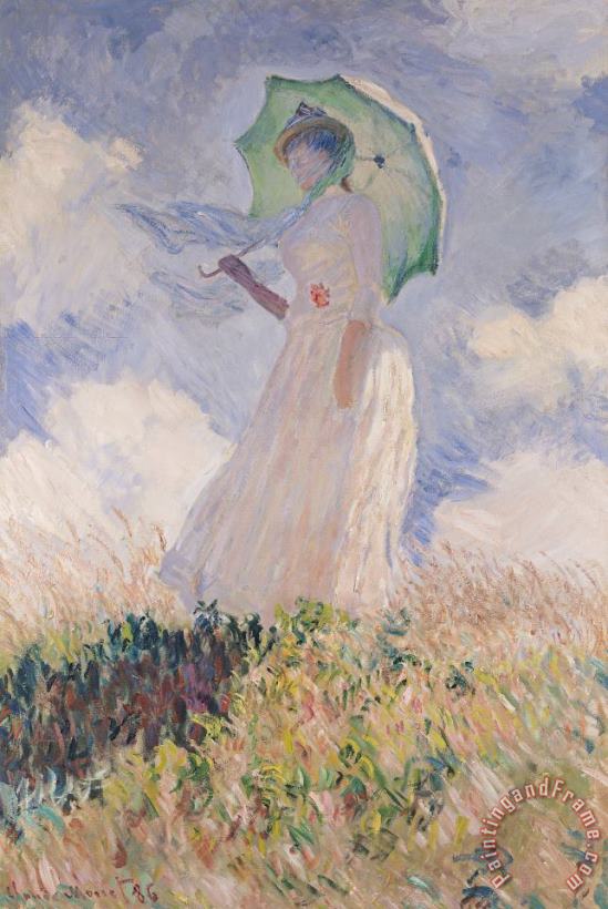 Woman With Parasol Turned To The Left painting - Claude Monet Woman With Parasol Turned To The Left Art Print
