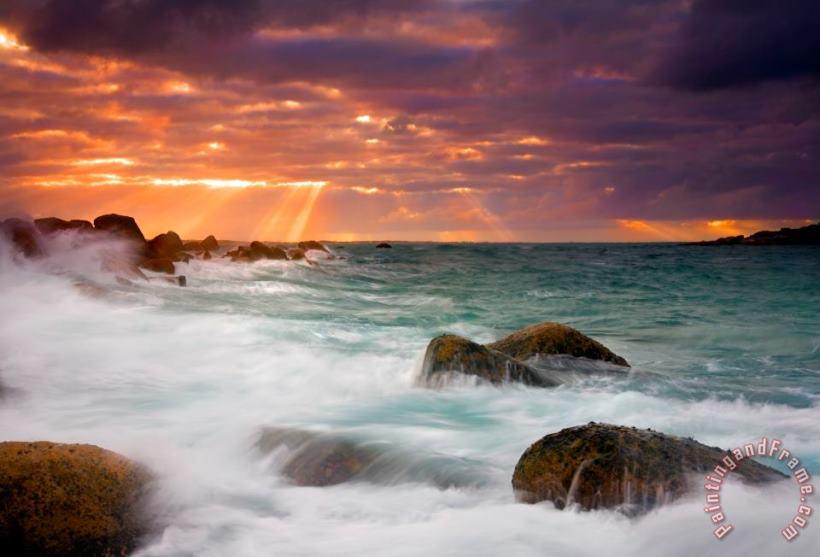Collection A Spectacular Sunrise Over The Turbulent Waters of Horseshoe Bay Art Painting