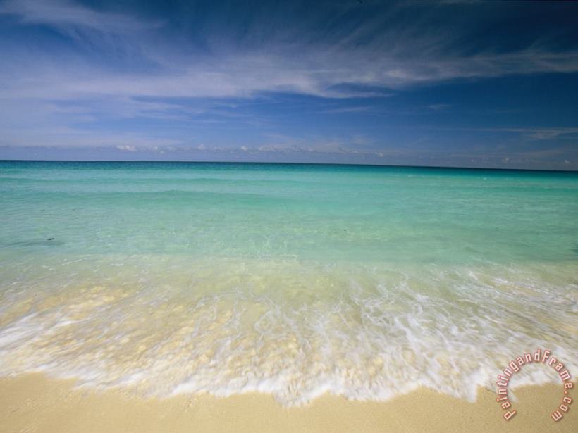 Collection Clear Blue Water And Wispy Clouds Along The Beach at Cancun Art Painting