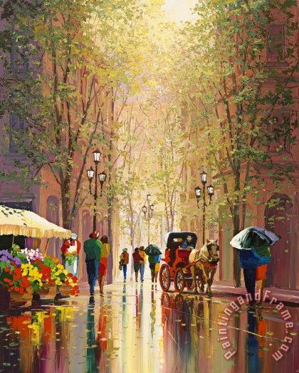 Shimmering Streets painting - Collection Shimmering Streets Art Print