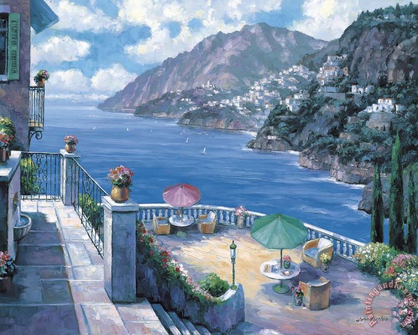 The Amalfi Coast John Zaccheo painting - Collection The Amalfi Coast John Zaccheo Art Print