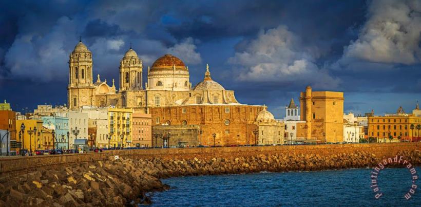 Collection The Stormy Skies Over The Cathedral Cadiz Spain Art Print