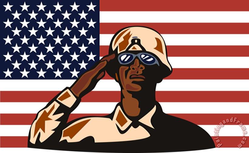 American soldier saluting flag painting - Collection 10 American soldier saluting flag Art Print