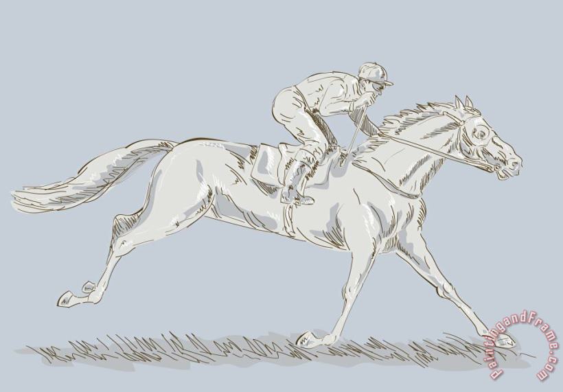 Horse and jockey painting - Collection 10 Horse and jockey Art Print