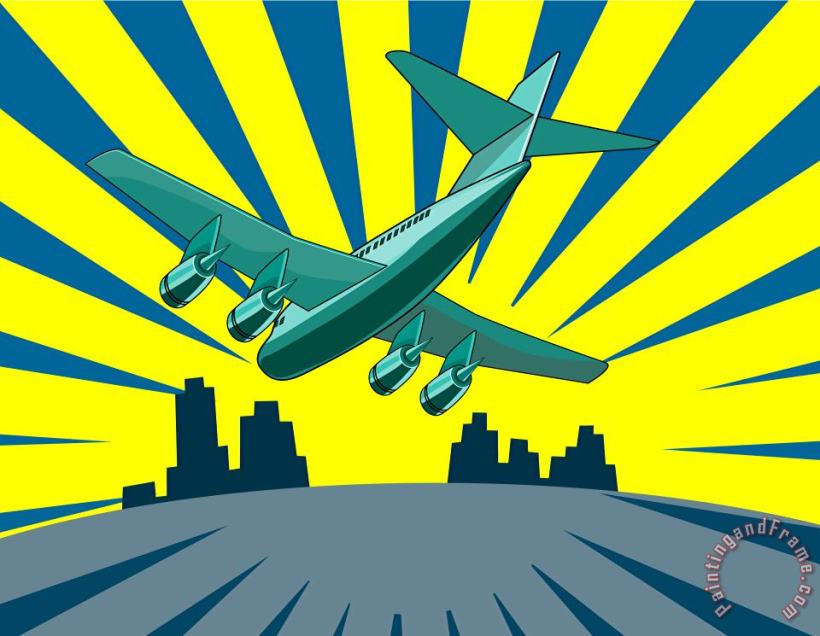 Jumbo Jet Plane Retro painting - Collection 10 Jumbo Jet Plane Retro Art Print