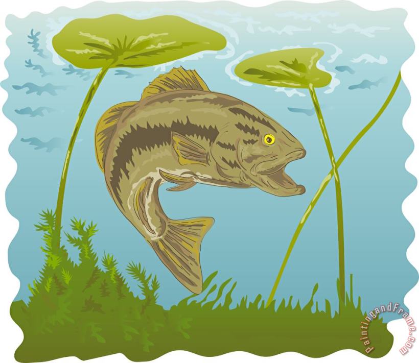 Largemouth Bass Jumping painting - Collection 10 Largemouth Bass Jumping Art Print