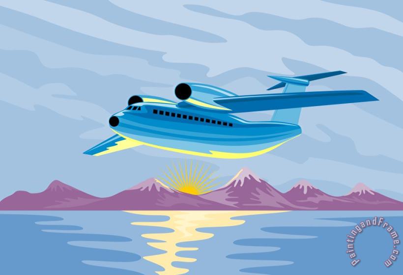 Retro Airliner flying painting - Collection 10 Retro Airliner flying Art Print