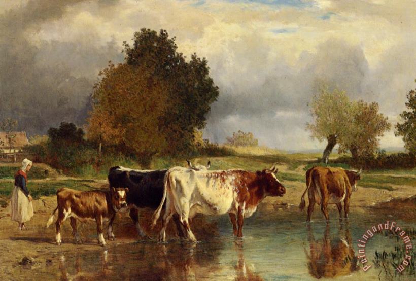 Constant Troyon Vaches at Veau a La Marne Art Painting