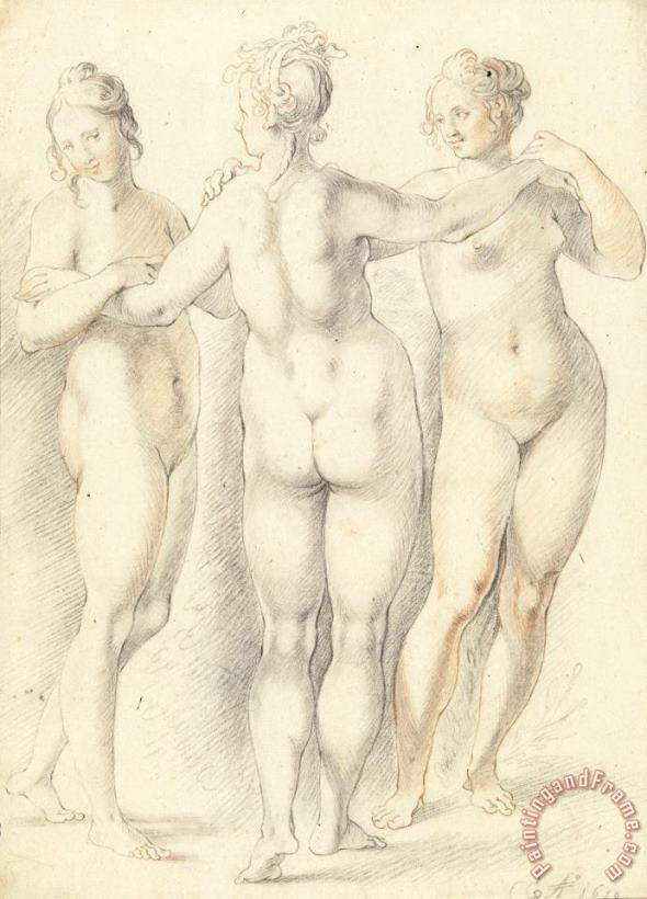 Cornelis Cornelisz. van Haarlem Drie Gratien Art Print