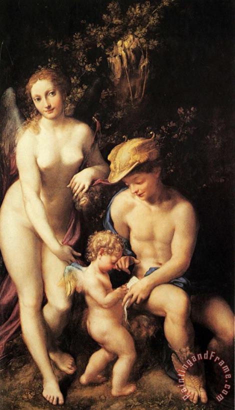 Correggio Venus with Mercury And Cupid Art Painting