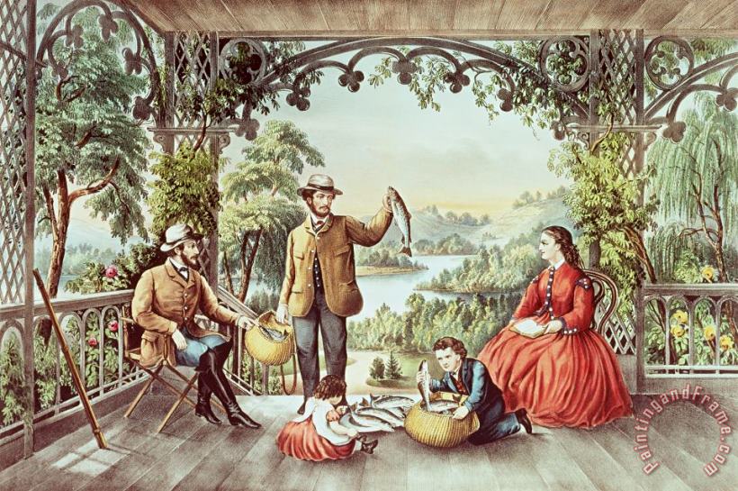 Currier and Ives Home From The Brook The Lucky Fisherman Art Print