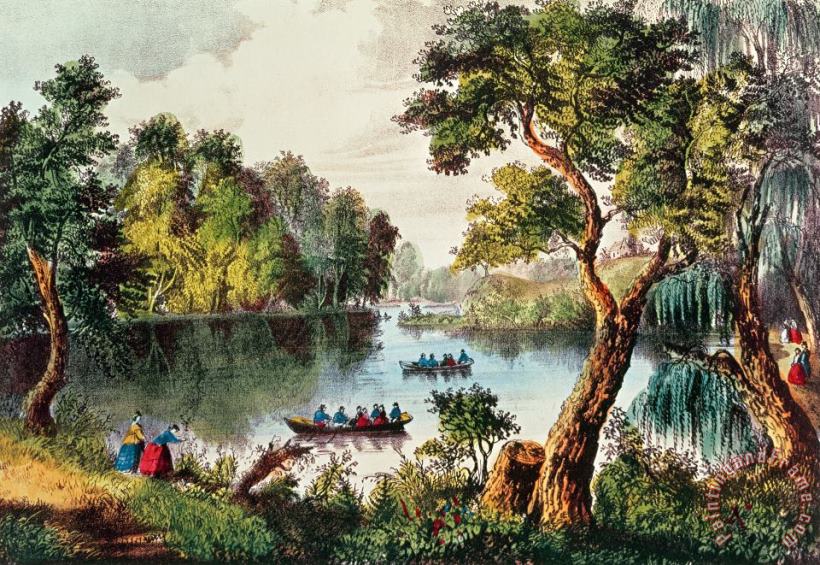 Currier and Ives Mill Cove Lake Art Print