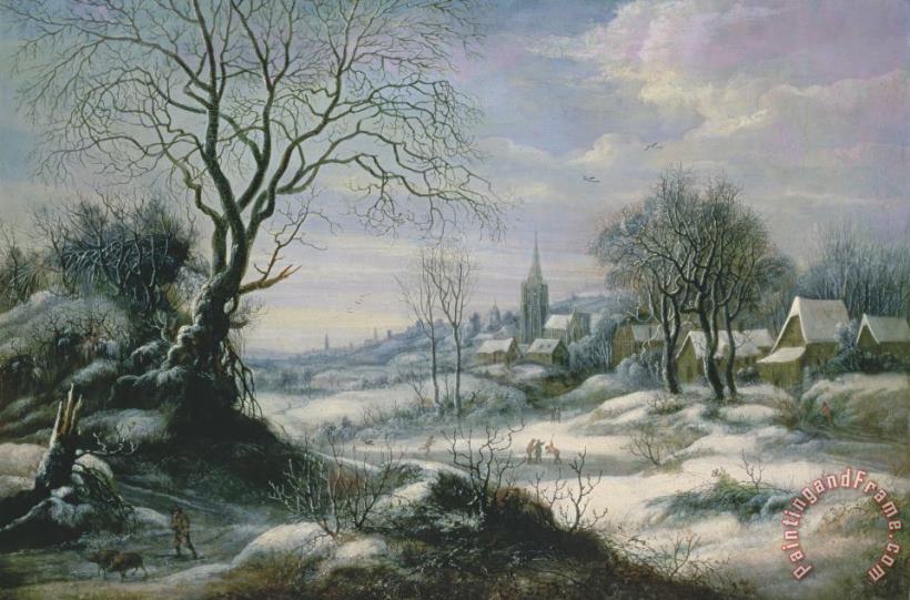 Winter landscape painting - Daniel van Heil Winter landscape Art Print