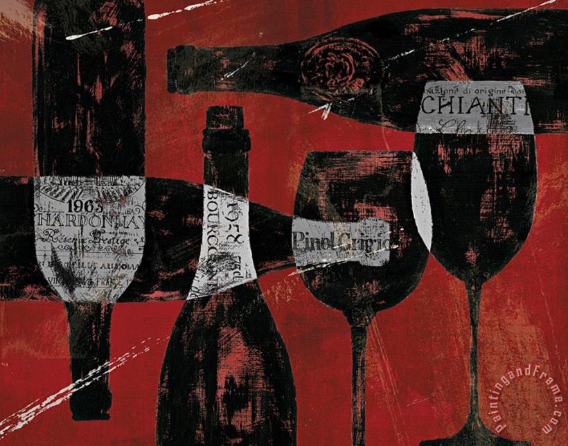 Wine Selection III Red painting - Daphne Brissonnet Wine Selection III Red Art Print