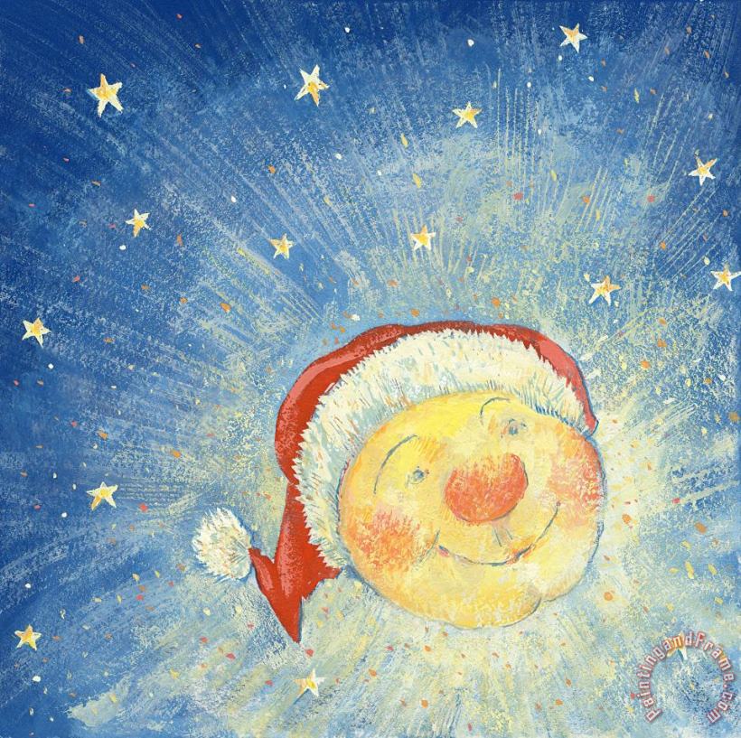 Christmas Moon painting - David Cooke Christmas Moon Art Print
