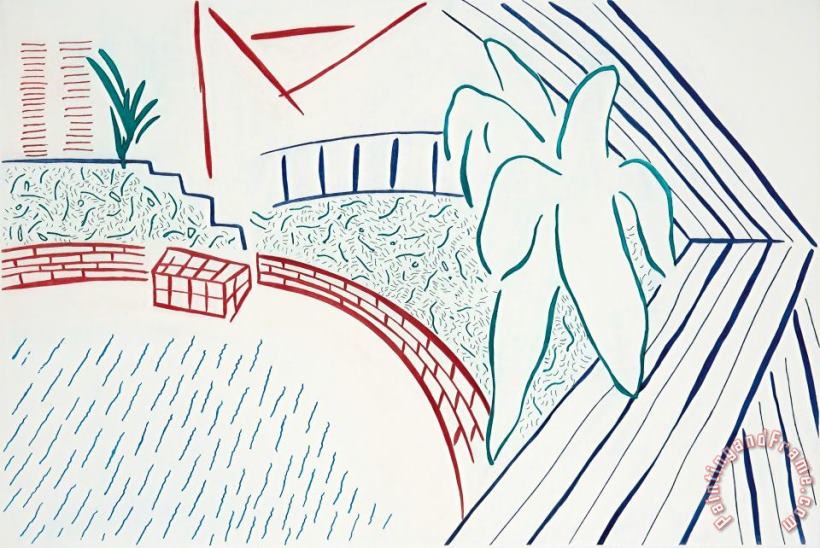 My Pool And Terrace, 1983 painting - David Hockney My Pool And Terrace, 1983 Art Print