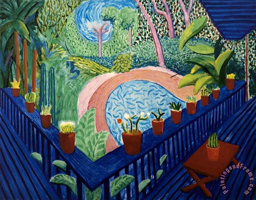 David Hockney Red Pots in The Garden, 2000 Art Painting