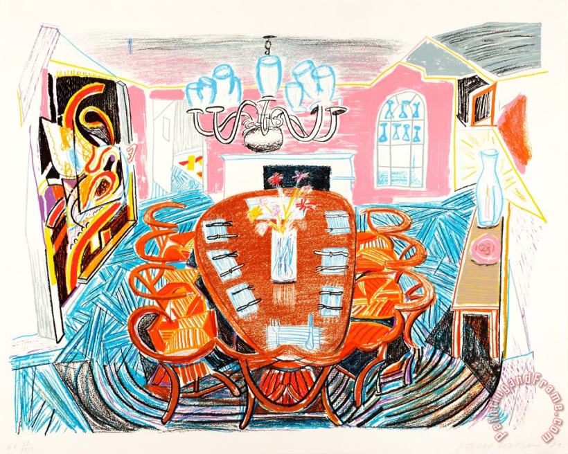 David Hockney Tyler Dining Room (from The Moving Focus Series), Art Print