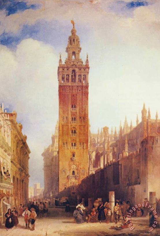 David Roberts The Moorish Tower at Seville, Called The Giralda Art Painting
