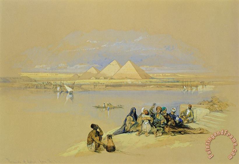 David Roberts The Pyramids at Giza near Cairo Art Print