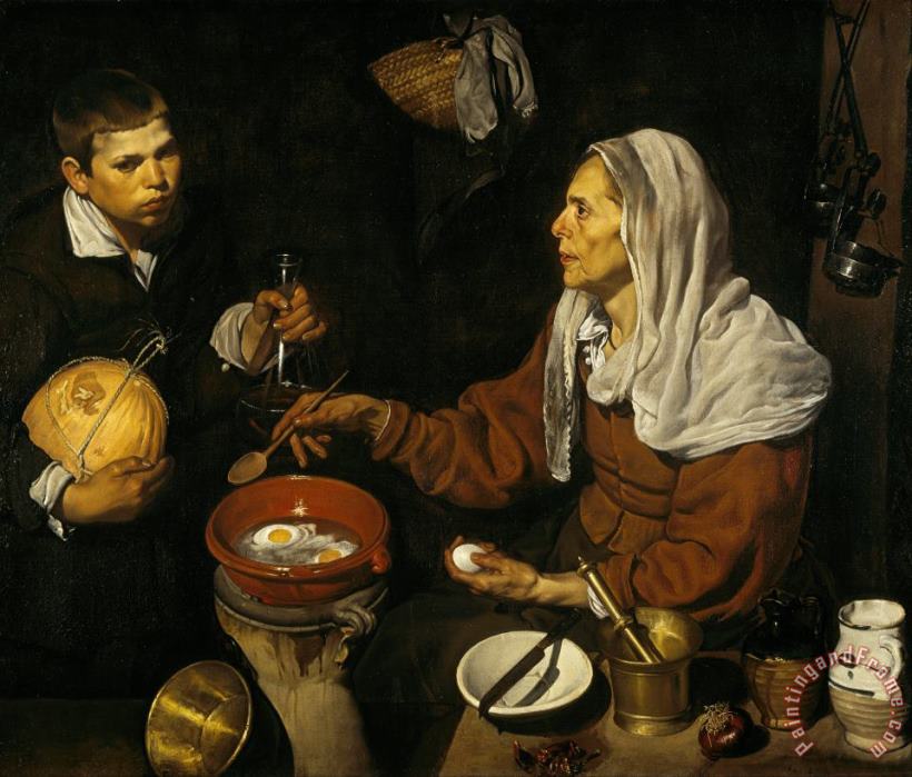Diego Rodriguez de Silva y Velazquez An Old Woman Cooking Eggs Art Painting