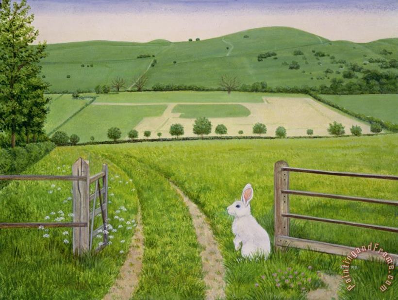 Spring Rabbit painting - Ditz Spring Rabbit Art Print