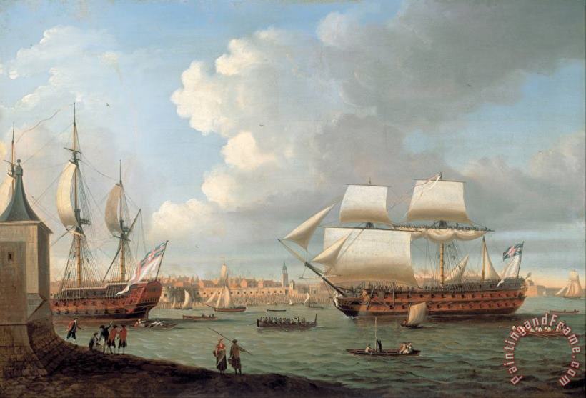 Dominic Serres Foudroyant And Pegase Entering Portsmouth Harbour, 1782 Art Painting