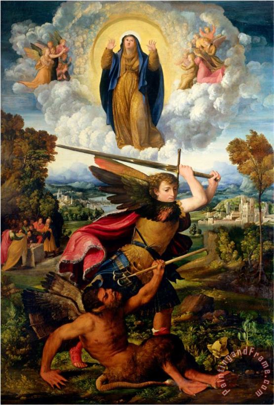 Dosso Dossi Saint Michael with The Devil And Our Lady of